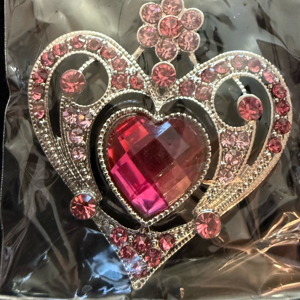 Pink And Silver Heart Pendant With Chain